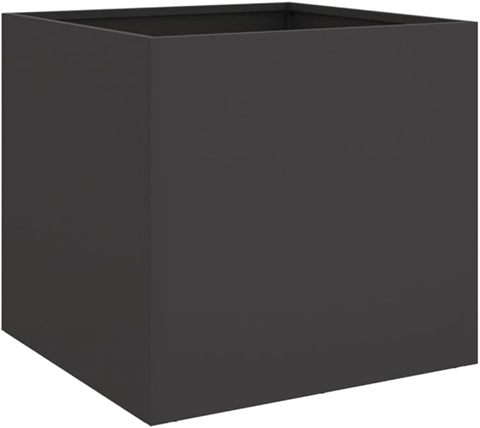 Set of 2 Black Cold-Rolled Steel Planters, Modern Rectangular Cold Planters for Garden Patio Balcony, Durable Medium Size Indoor Outdoor
