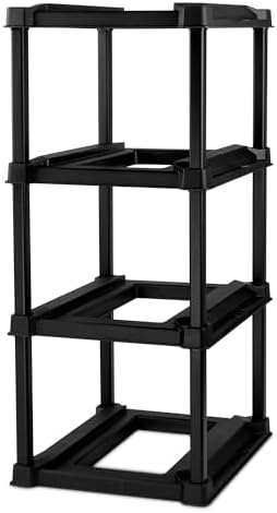 Sterilite 4-Tier Tote Rack with 4-Pack 27 Gallon Industrial Storage Totes
