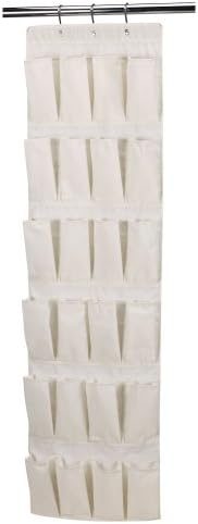 Household Essentials Over The Door 24 Packet Shoe Storage Organizer, Natural Canvas
