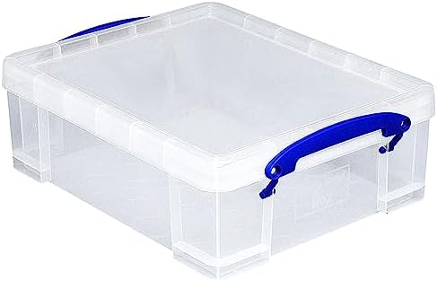 Really Useful Box 4 Pack Storage Bins, Clear Plastic Stackable Organizing Totes, 8.1 Liter