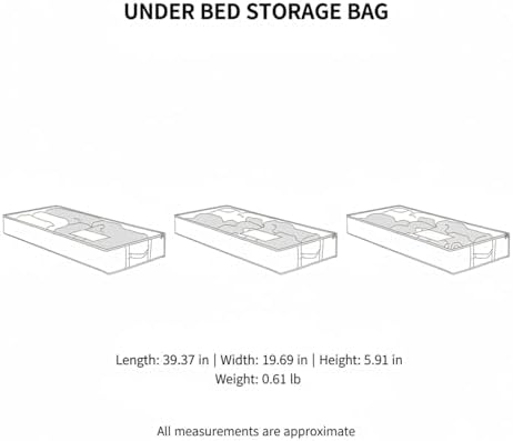 Under Bed Storage Bag with Handles, Foldable Polyester Container for Clothes and Bedding, Low Profile Design, 39.4 x 19.7 x 5.9 Inches, Dark Gray