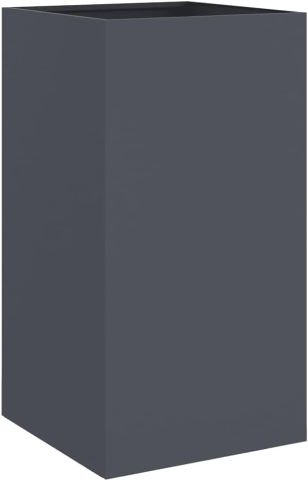 Anthracite Steel Planter with Decorative Inlays 4 Pieces for Balcony Flower Garden Modern Outdoor Plant Container