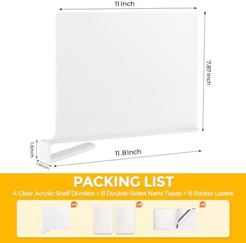 White Acrylic Shelf Dividers for Closets Organizer & Storage,2 Pack