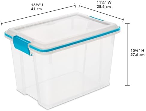 Sterilite Gasket Storage Box with Lids for Home & Office, 20 Quart, 6-Pack.