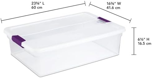 Sterilite 32 Quart ClearView Latch Box, Plastic Storage w/Clear Lid, 6 Pack