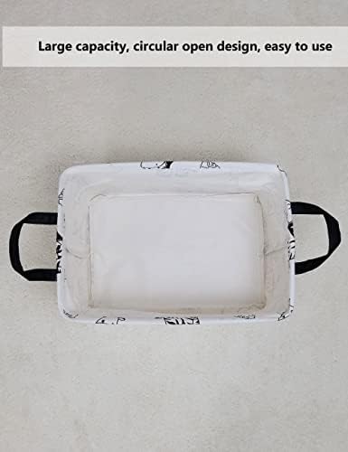 QUEENLALA Rectangular Collapsible Laundry Basket with Side Handles, Zoo