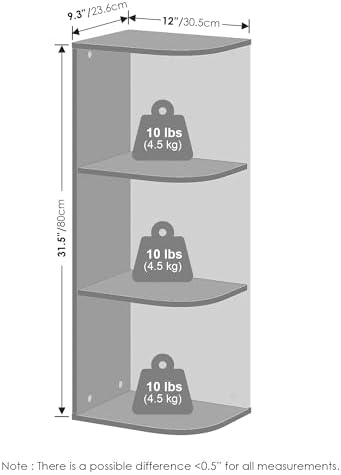 Furinno Reed Corner Shelf, 3-Tier Corner Bookshelf, Book Shelf, Corner Shelves, Storage Rack, for Organization and Storage, Home Office, Living Room, French Oak