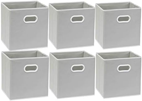 Simple Houseware 11-Inch Foldable Cube Storage Bins with Handles, Gray