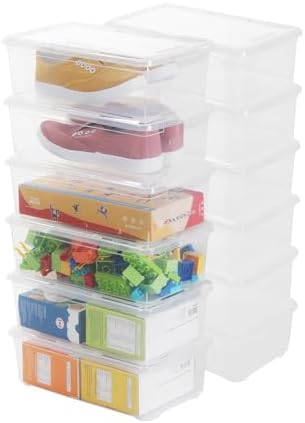 12 Pack 6Qt Shoe Storage Box Clear Plastic Storage box with Lid
