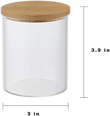 INIUNIK 2 Pack Glass Qtip Holder Dispenser with Bamboo Vanity Tray