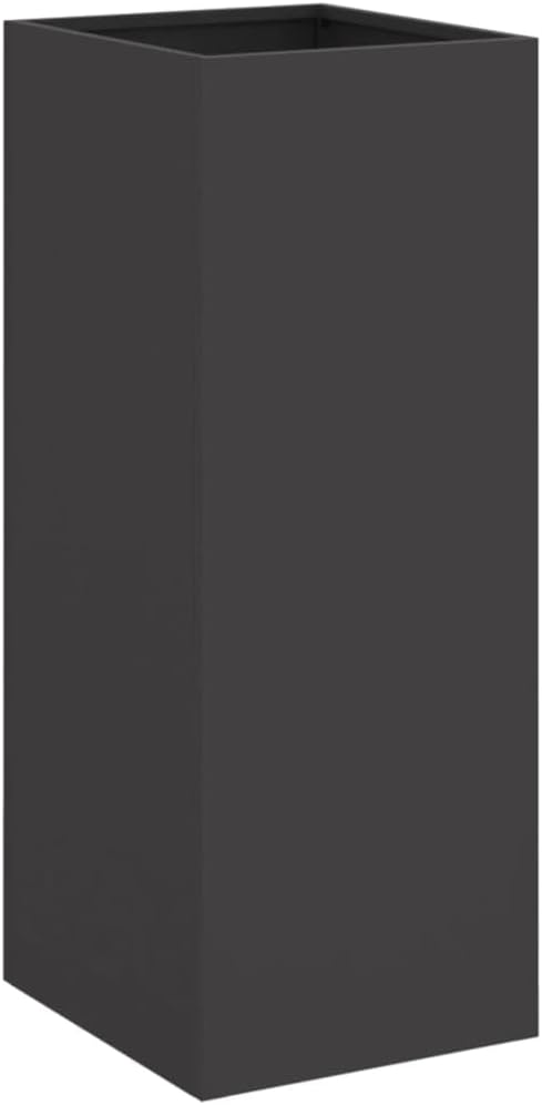 4-Piece Steel Space Planter Set, Modern Black Cold-Rolled Steel Rectangular Planters for Indoor and Outdoor Use, Durable Construction with Sleek Finish and Decorative Inlays