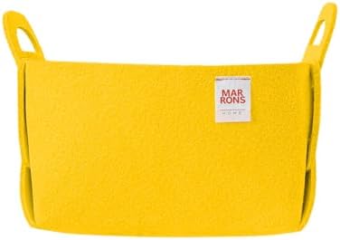 Collapsible Felt YELLOW Storage Bin Small 7.1"x5.1"x5.1" – Foldable Basket with Handles for Closet, Storage, Laundry Room Organization, Decorative Storage Baskets for Shelves, Nursery