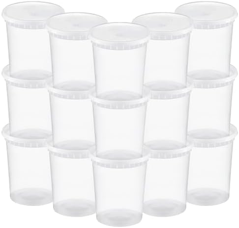 TashiBox 48 Sets 32 oz Plastic Deli Containers with Lids - Clear Airtight Food Storage & Meal Prep Containers, BPA Free, Stackable, Leakproof, Microwave & Freezer Safe