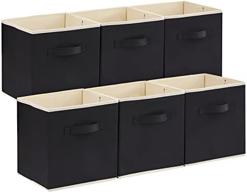 Lifewit Storage Cubes, 11 Inch Organizer Bins, 18L Black, 6 Packs