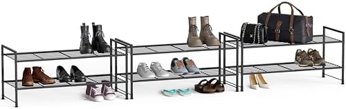 Simple Houseware 2-Tier Stackable Wired Grid Shoe Rack, Black