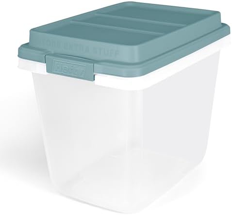 Hefty 6 Pack Lift Off Storage Bin with Lid, 32 Quart, Smoke Blue