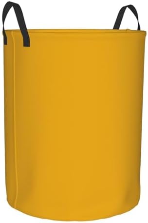 19.6" Large Laundry Hamper Bag, Mustard Yellow Collapsible Laundry Basket Dirty Clothes Organizer Washing Bin for Family Essentials Storage