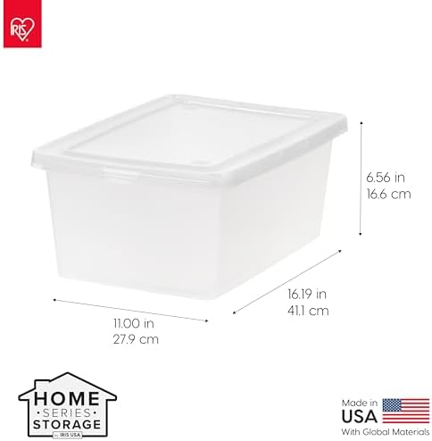 IRIS USA 4-Pack 15 Qt Storage Bins with Lids, Clear, Stackable