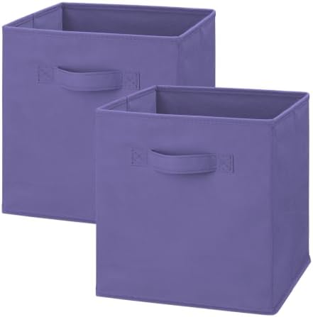 Whitmor Fabric Storage Cubes 2 Pack, Very Peri Closet Organizer Bins with Handles, 10.5 x 10.5 x 11 Inch Non-Woven Storage Baskets for Shelves, Closet, Nursery, Bedroom, Office