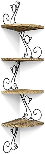 Alsonerbay 4-Tier Cat Shaped Corner Shelf Wall Mount, Carbonized Black