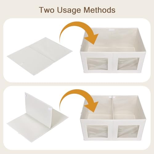 Univivi Large Fabric Storage Bins with Lids for Clothes 1 Pack, Beige