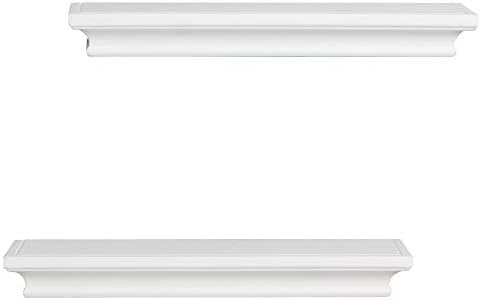 AHDECOR Modern White Floating Shelves, Sleek Wall Mounted Storage Solution for Living Room, Bedroom, Bathroom, and Kitchen Decor, Set of 2