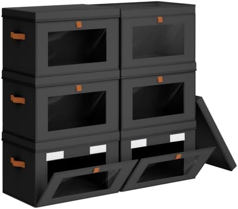 Homsorout Storage Bins with Lids - Closet Organizer with Front Opening