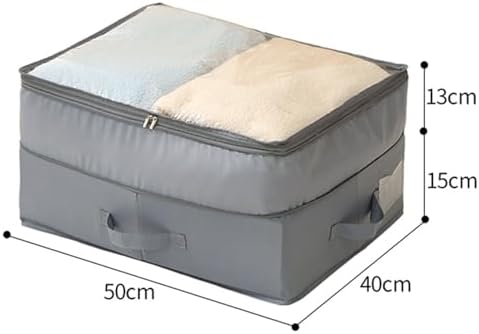 ZJchao Under Bed Storage Bag Dust Proof Foldable Large Capacity Under Bed Storage Container with Transparent Viewing Cover for Sheets Quilts and Clothes Organization Underbed (S Grey)