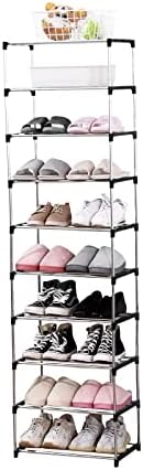 Stackable Small Shoe Rack, Entryway, Hallway and Closet (10-Tier, Black)