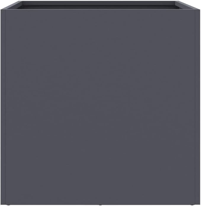 Set of 2 Anthracite Cold-Rolled Steel Modern Planters for Indoor Outdoor Use with Matte Finish and Durable Construction