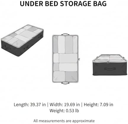 Under Bed Storage Bag with Handles, Durable Polyester Container for Bedding & Seasonal Clothes, 39.4 x 19.7 x 7.1 Inches