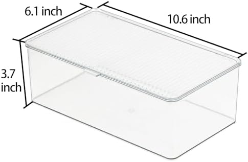 ZEXALOR Clear Plastic Storage Bin with Lid, Makeuo Holder, Fridge Organizer, Refrigerator Organizers and Storage, Small Container for Pantry, Office, Dresser, Bathroom, Kitchen, Snack