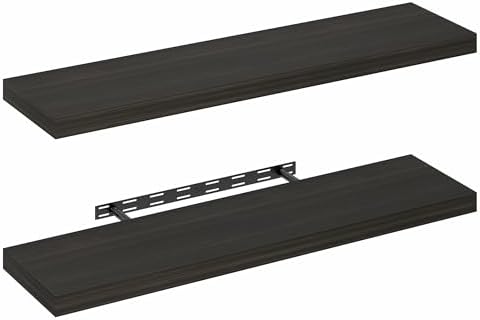 Furinno Tanna Floating Shelves for Wall Set of 2, 12 x 47 Wall Shelf, Wall Mounted Floating Shelf with Invisible Bracket, 2-Inch Thick, for Bathroom, Living Room, Bedroom, Home Office, Tobacco Oak