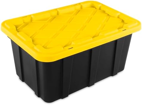 Sterilite 18-Pack Industrial Tote, Plastic Storage Container Bins with Lids, 17 Gallon - Heavy-Duty Organizing Containers for Closet, Bathroom, and Office