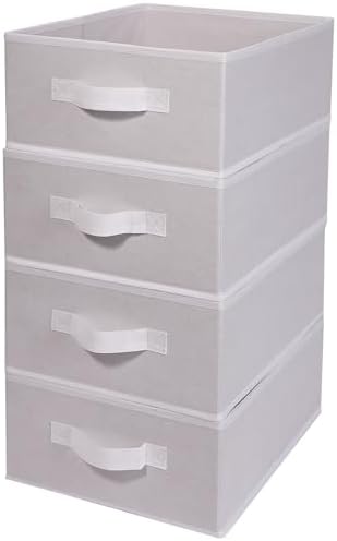 Decorative Storage Boxes for Organizing Clothes in a Dresser Collapsible Fabric Storage Bins Organizer Set with Handles for Bedding Clothes Toys Socks and More (White)