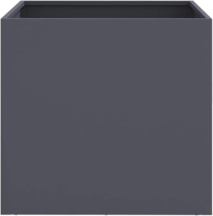 Set of 2 Anthracite Modern Planters, Cold-Rolled Steel Matte Finish Medium Planter for Indoor Outdoor Use, Durable Weather-Resistant Container with Ample Space for Plants,