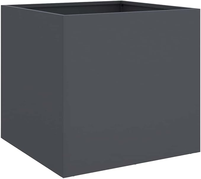 Anthracite Metal Planter with Cold-Rolled Steel Construction Modern Decorative Inlays for Indoor Outdoor Garden Balcony Patio Display