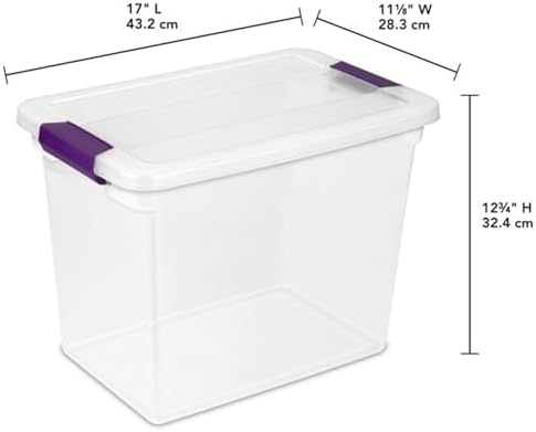 Sterilite ClearView Latch Boxes, Storage Bins with Lids, 27 Quart, 12-Pack