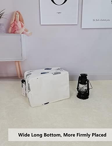 Rectangular Collapsible Laundry Basket with Side Handles, Blue Cute Whale