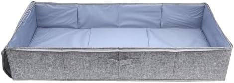 Under Bed Storage Cotton Linen Water Proof Underbed Storage Bags for Bedding Foldable Under Bed Storage Container for Clothes Socks Shoes, Gray (L)
