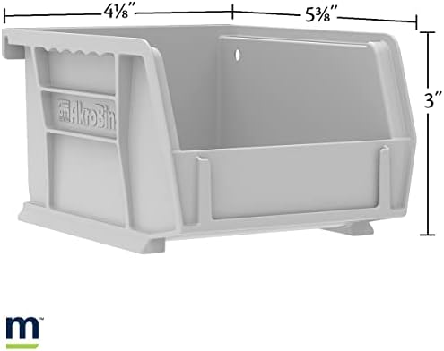 Akro-Mils Storage Bins 30210, Plastic | Stackable | Hanging Design | 5" x 4" x 3" | Yellow | Pack of 24