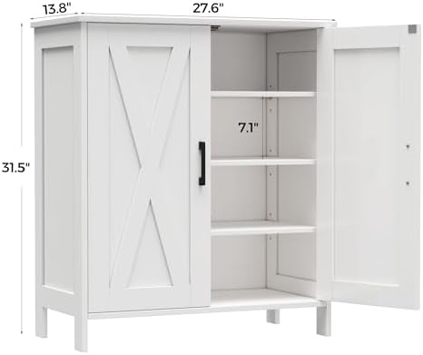 Homleke Farmhouse Shoe Cabinet with 2 Barn Doors & Wood Legs