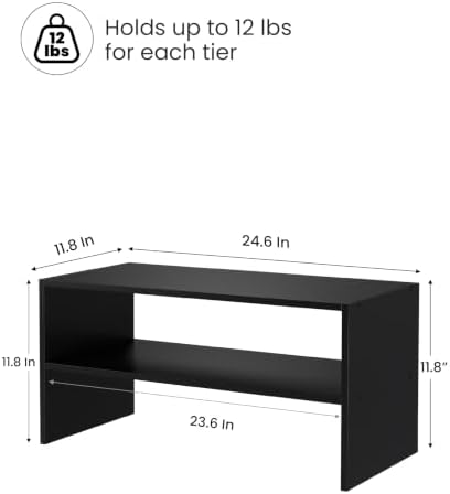 2-Tier Stackable Shoe Rack, Holds 6-9 Pairs, 24.6 Inch, Matte Black