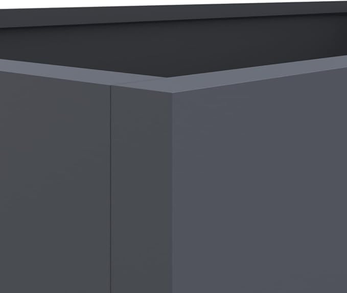 Modern Anthracite Steel Planter with Decorative Inlays, Cold-Rolled Steel Construction, 24.4 x 15.7 x 15.4 Inches for Patio Garden Balcony, Durable Matte Finish Planter Box