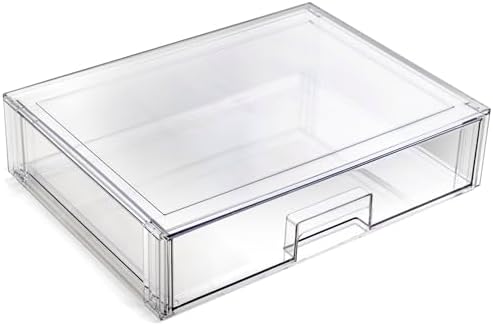 BINO | Stackable Storage Drawers, Shallow X-Large - Clear | THE CRATE COLLECTION | Storage Bins With Drawers Bathroom Organizers and Storage Organization and Storage Under Sink Organizer Vanity Home