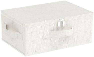 Underbed Storage Baskets with Lids,14.9x10.2x5.9in,Beige,1 Pack