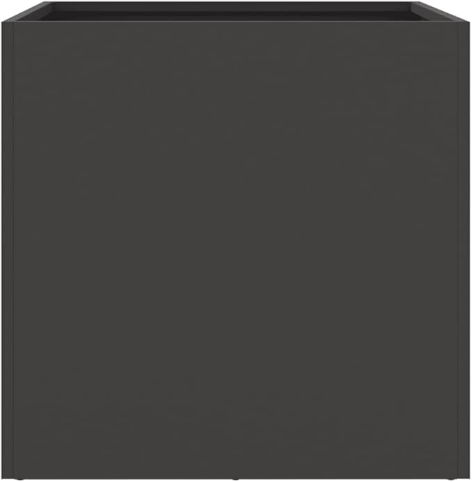 Set of 2 Black Cold-Rolled Steel Planters, Modern Rectangular Cold Planters for Garden Patio Balcony, Durable Medium Size Indoor Outdoor