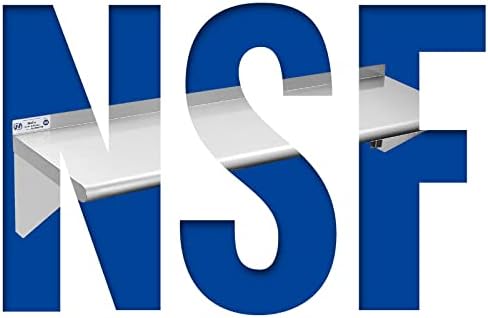 Hally Stainless Steel Shelf 12"x60" NSF Commercial Wall Mount Rack Shelving | 315LB, Metal Wall Shelves, Kitchen Racks & Shelves, Floating Shelving, Heavy Duty, for Restaurant, Kitchen, Home & Hotel