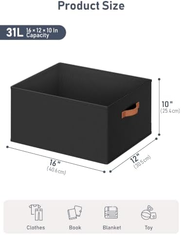 8 Pack Large Closet Storage Baskets Bins for Shelves, Collapsible Fabric Closet Organizers and Storage with Polyester Handles, Decorative Baskets for Organizing Clothes, Towels, Linen Closet 16x12x10"