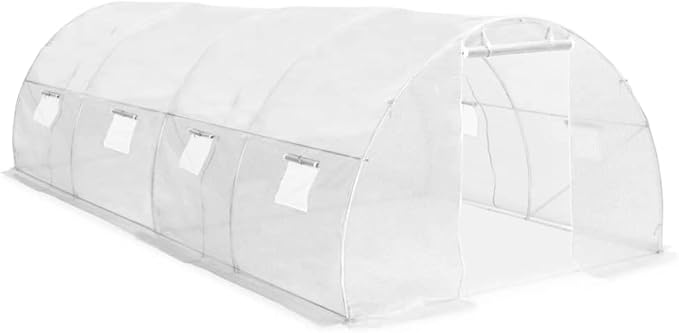 vidaXL Greenhouse White PE mesh Fabric, Galvanized Steel 194ft²